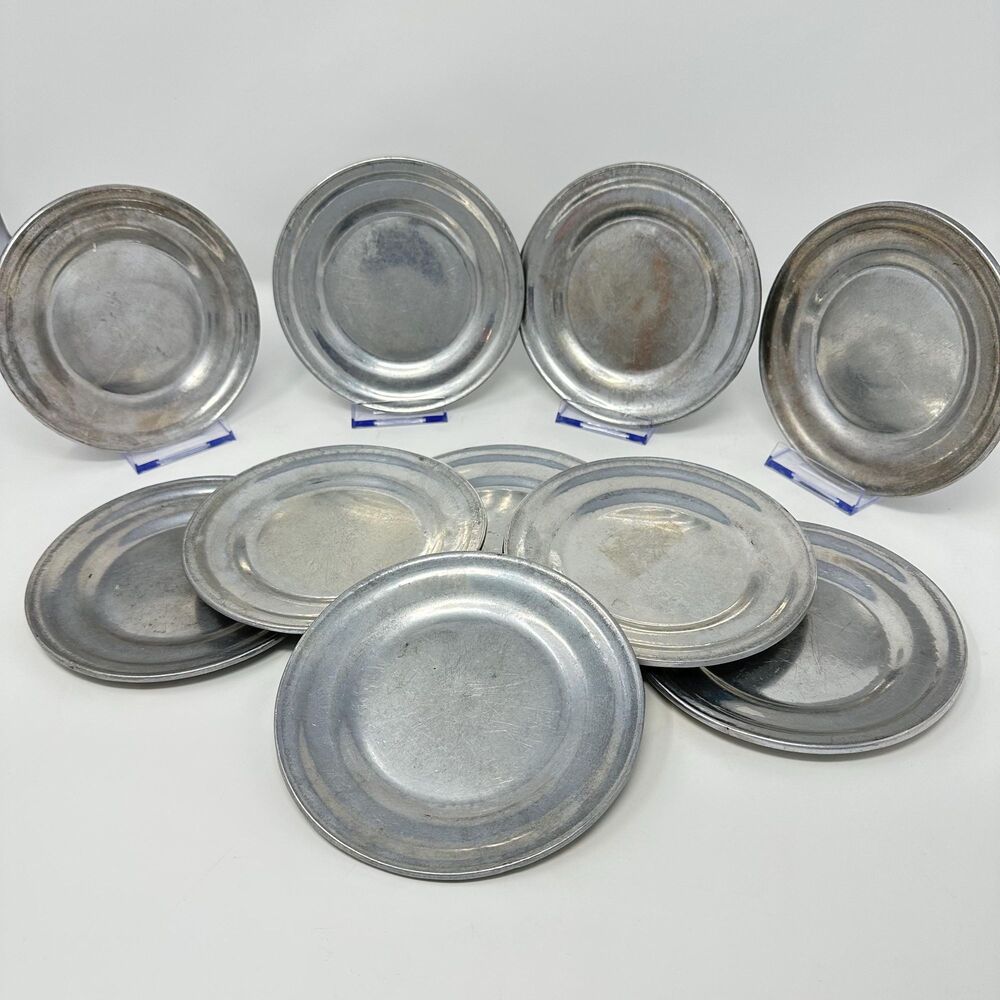 1970s Wilton Armetale Plates Set of 10 RWP Columbia PA Substitute Pewter  5.75”